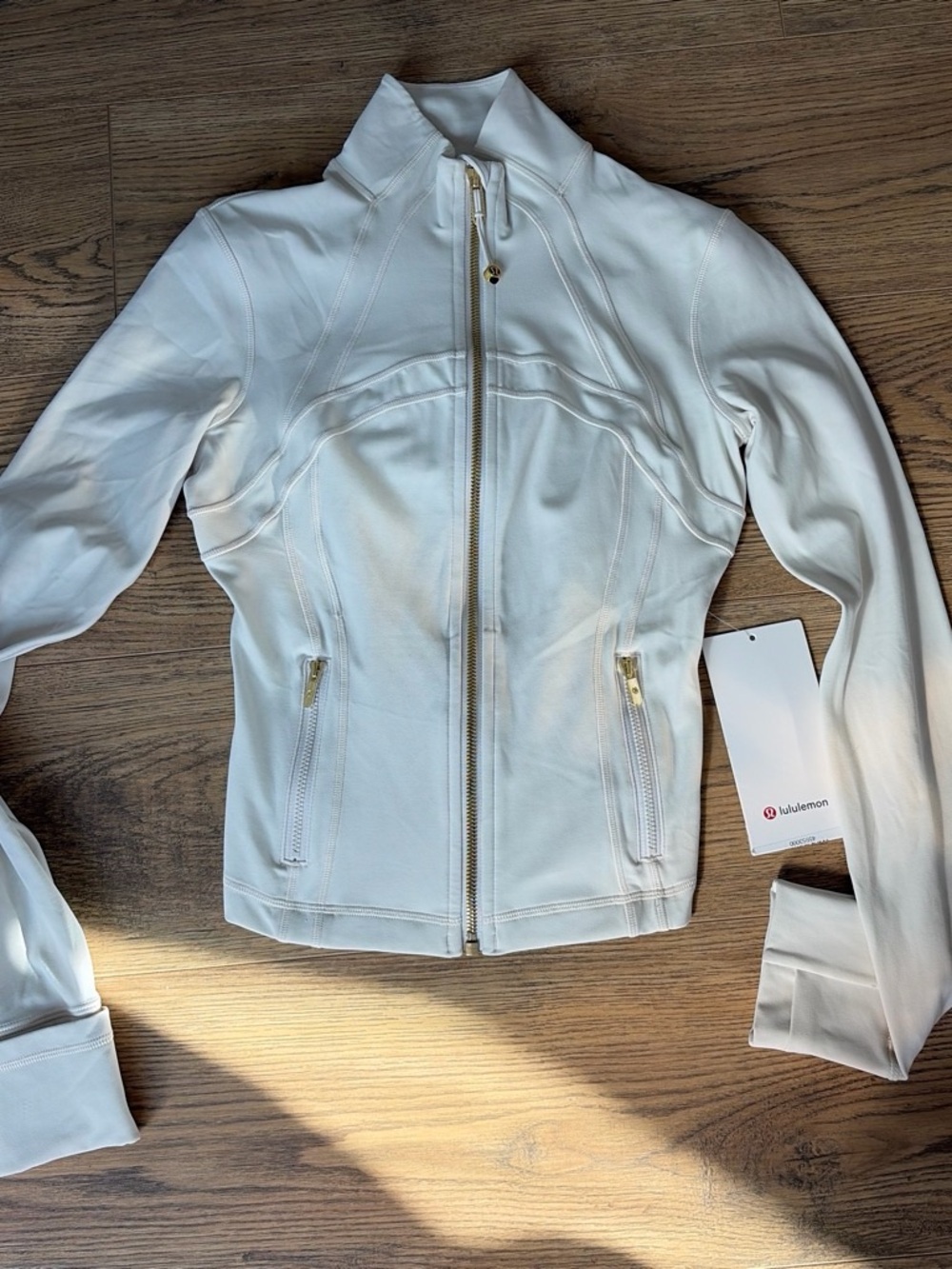 lululemon athletica White Full-Zip Utility Jacket with Gold Hardware